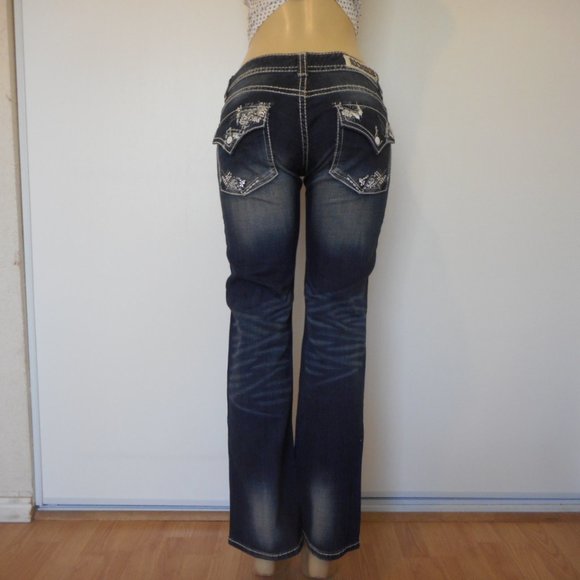 New Rock & Roll Cowgirl Jeans Size 29 Dark Blue Low Rise Boot Cut Denim - Picture 6 of 13
